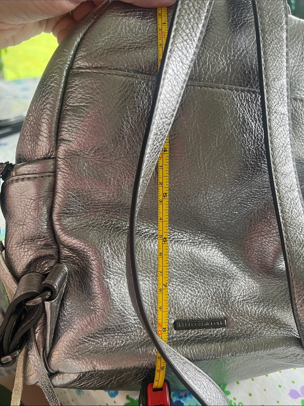 Rebecca Minkoff Pebbled Leather Mini Backpack Julian Convertible Silver Metallic - Picture 11 of 13